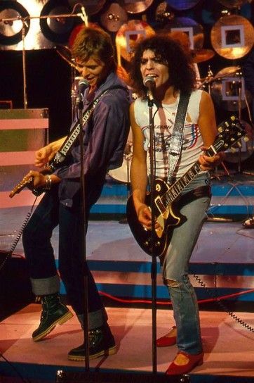 David Bowie and Marc Bolan perform in the Marc TV show in 1977
