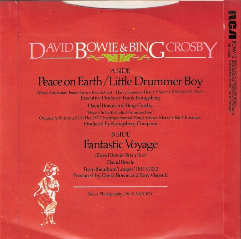 David Bowie and Bing Crosby - Peace On Earth / Little Drummer Boy - 1977 - Single Reverse