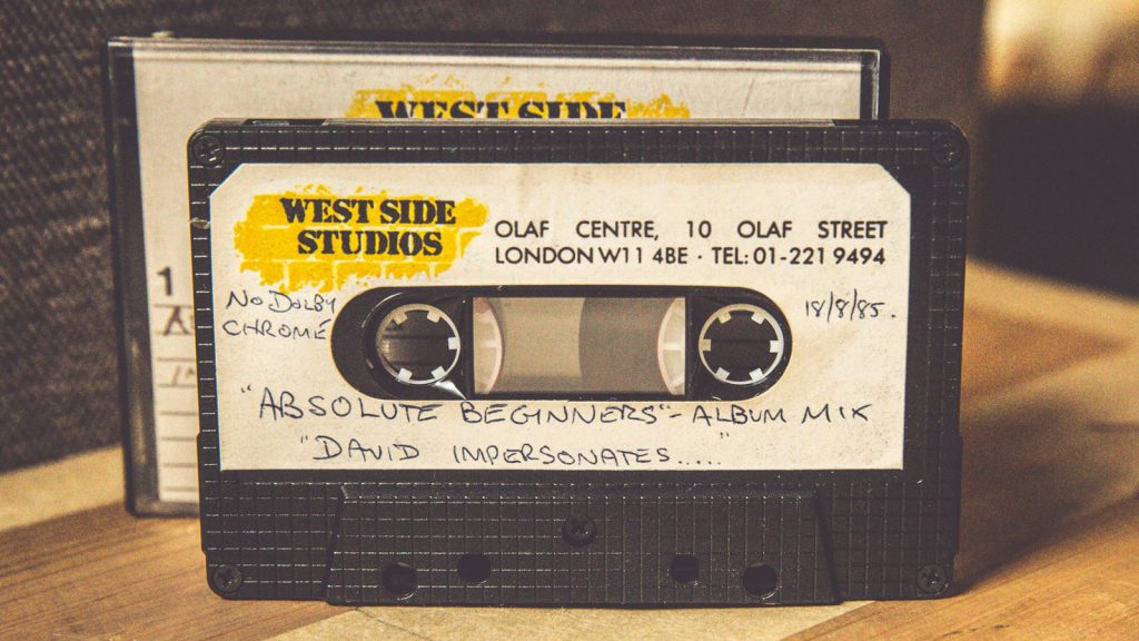David Bowie impersonates cassette tape from West Side studios