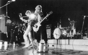 David Bowie and Mick Ronson perform 'Suffragette City' at London's Imperial College in 1972