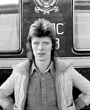 David Bowie photographed by Geoff MacCormack outside the Trans-Siberian Express