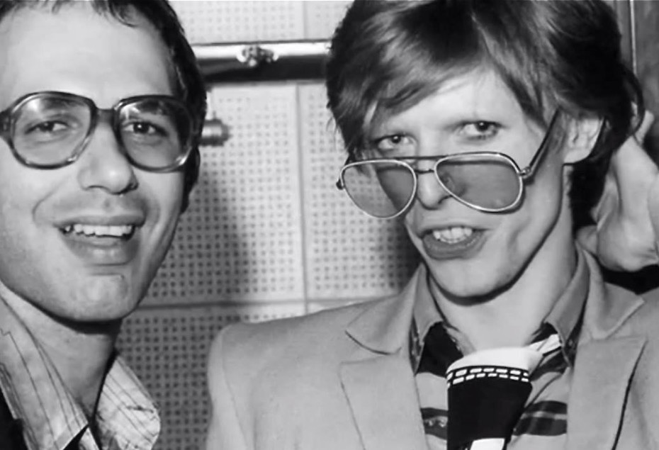 Tony Zanetta and David Bowie, August 22, 1974 at Sigma Sound Studios in Philadelphia, during the Young American sessions. (Photo: Dagmar)