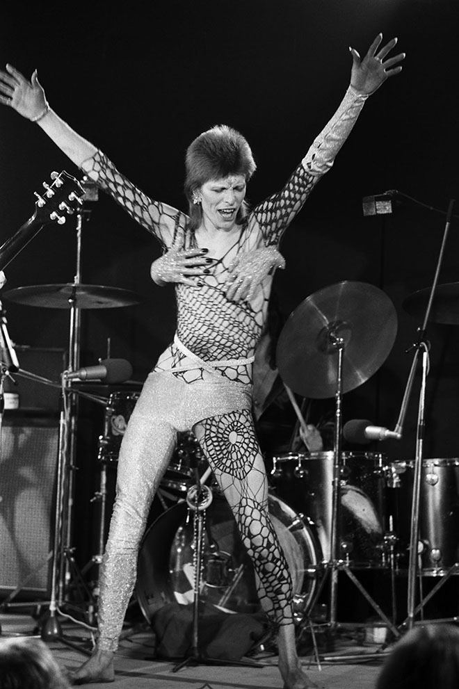 David Bowie performed for the last time as Ziggy Stardust at the Marquee club during a three night filming sesion of 'The 1980 Floor Show' for the American NBC TV late night show in London, 19 October 1973.