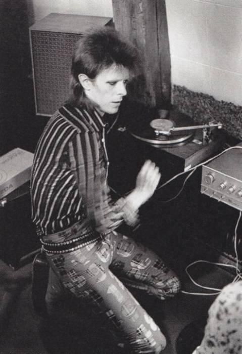 David Bowie listening to vinyl