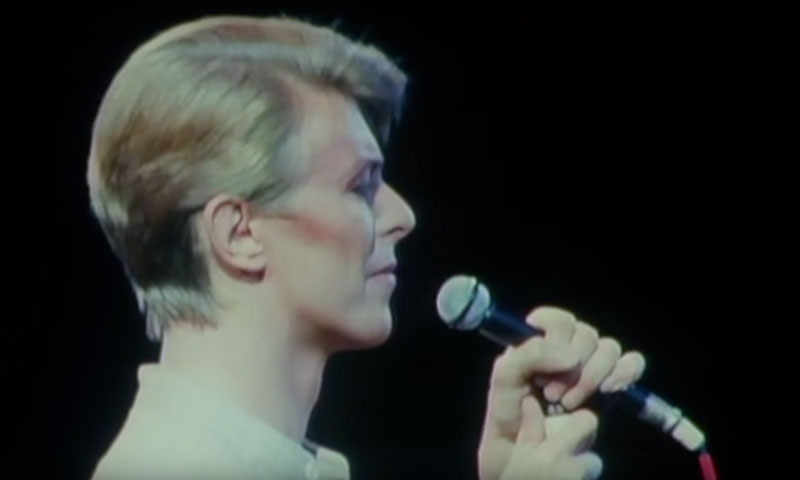David Bowie performs "Heroes" at London's Earl's Court on 30 June 1978 on the Isolar II tour