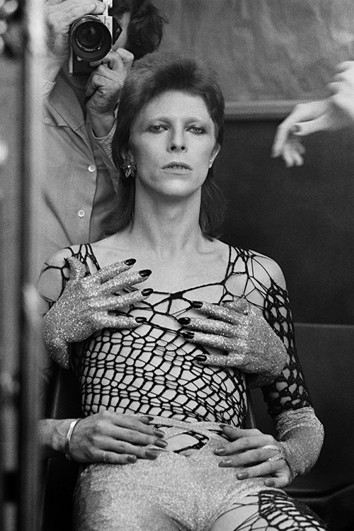 David Bowie at the Marquee club during the 1980 Floor Show, photographed by Terry O'Neill on 19 October 1973