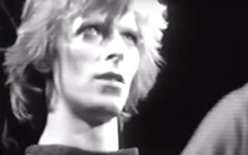 David Bowie performs The Jean Genie at the Tower Ballroom on the Diamond Dogs tour in July 1974